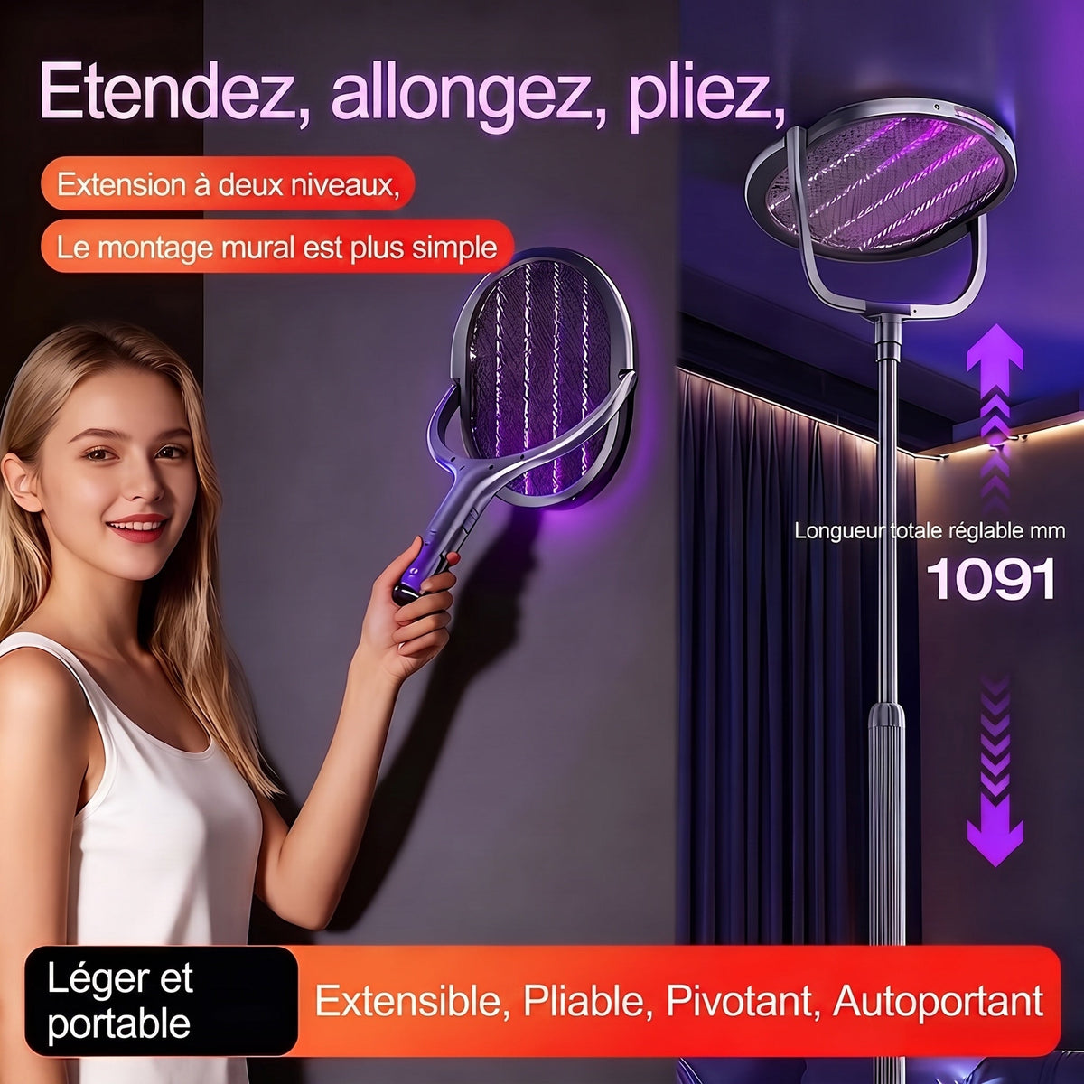 ZapNixemi Raquette Tue Mouches Électrique