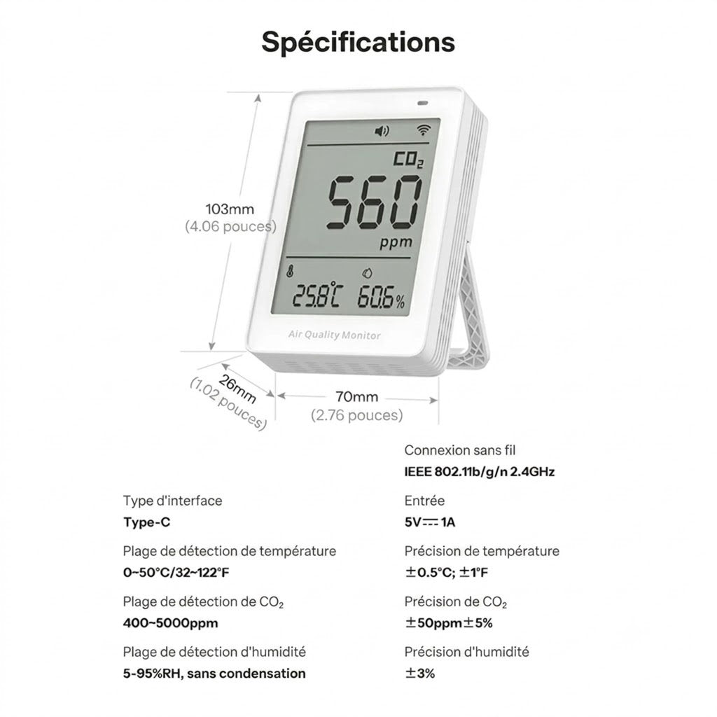 HomeyAiry Moniteur Qualité De l Air Intérieur