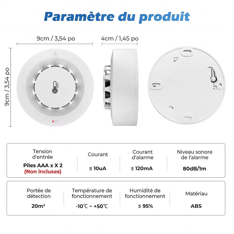 BazeCrup Détecteur de Fumée Connecté