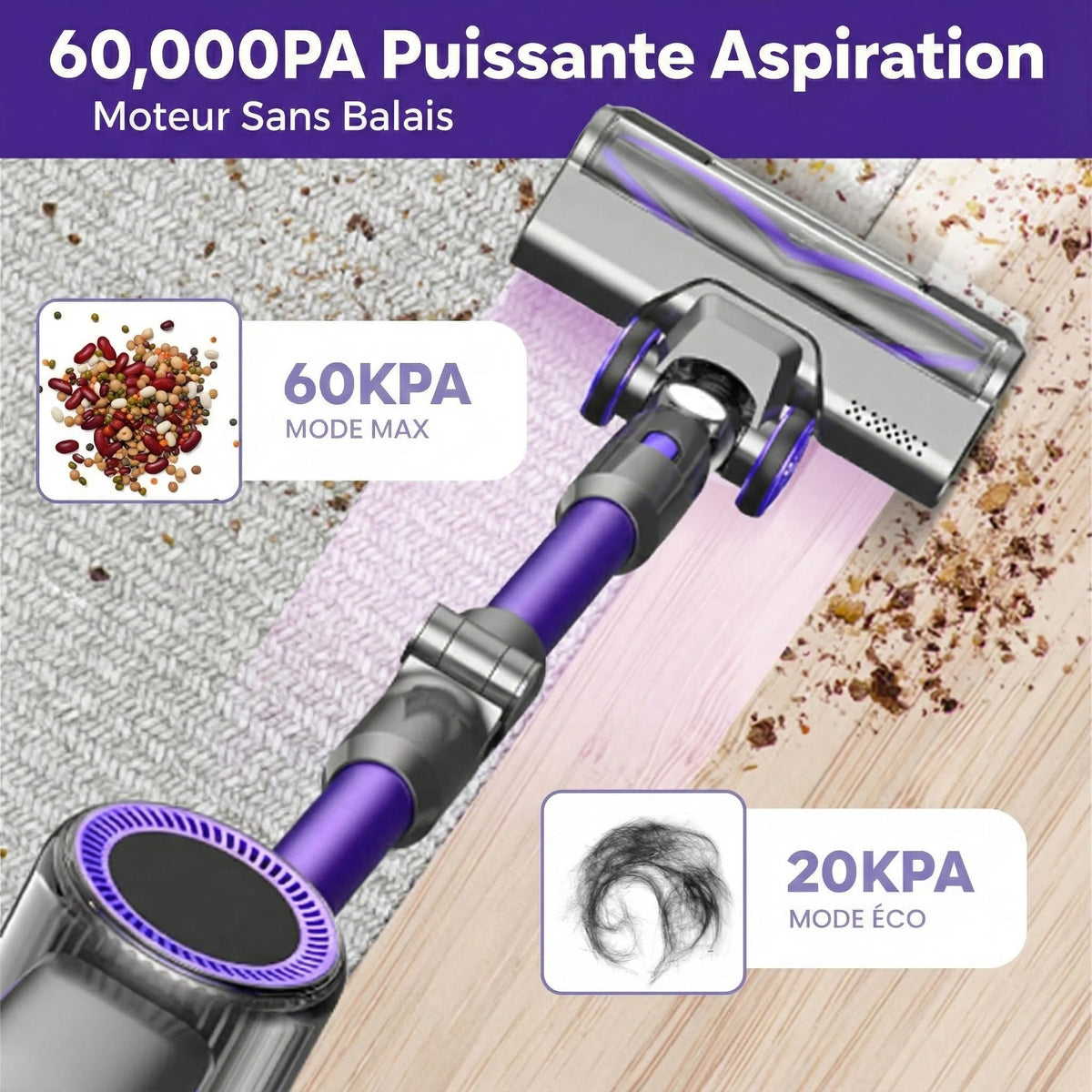 DustiGoes V2  Aspirateur Sans Fil Puissant