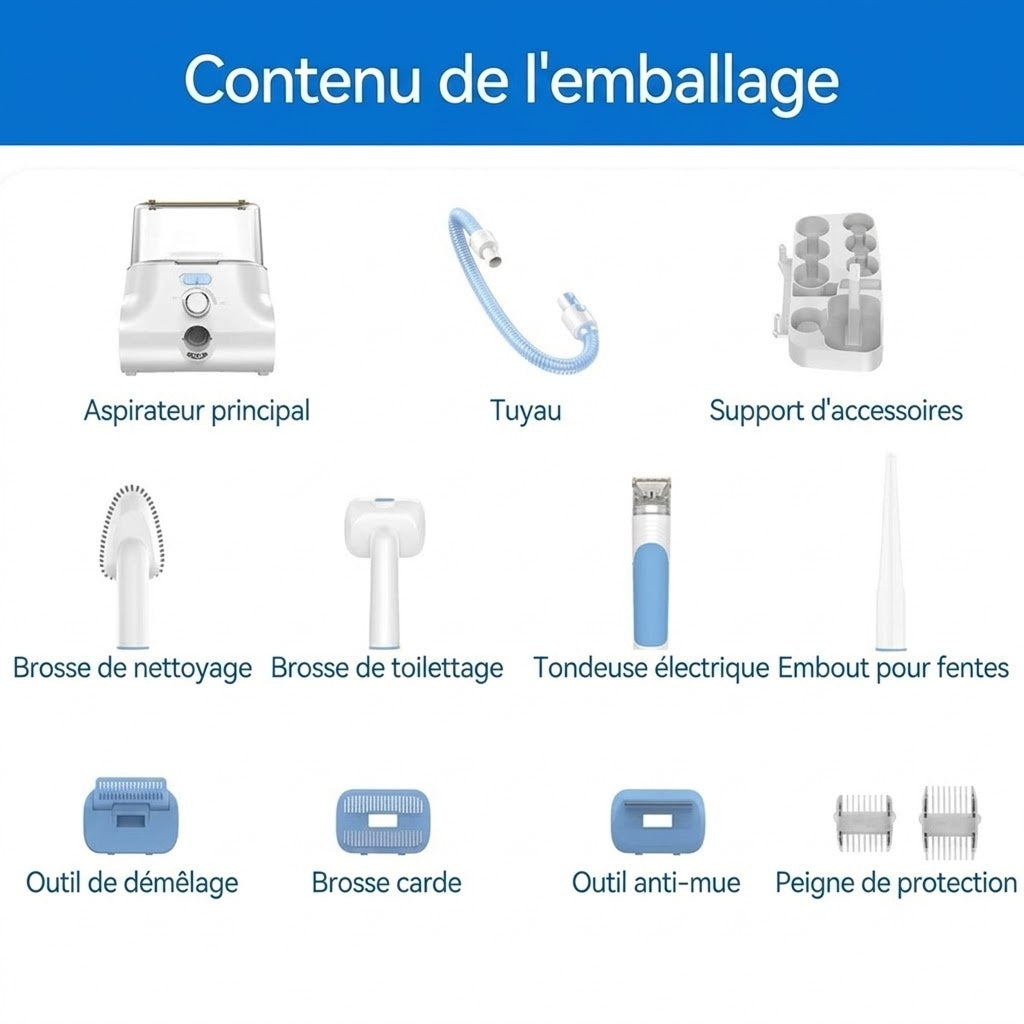 PawaVac Kit Toilettage Pour Chien