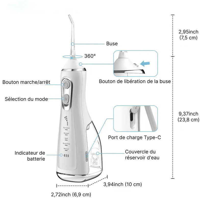 FlosZapa Hydropulseur Dentaire
