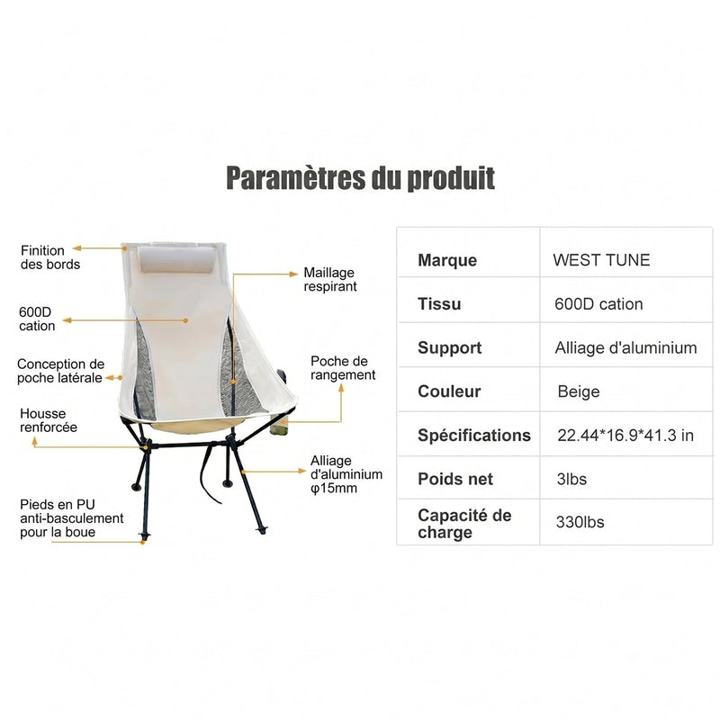NestFoche Chaise de Camping Compacte