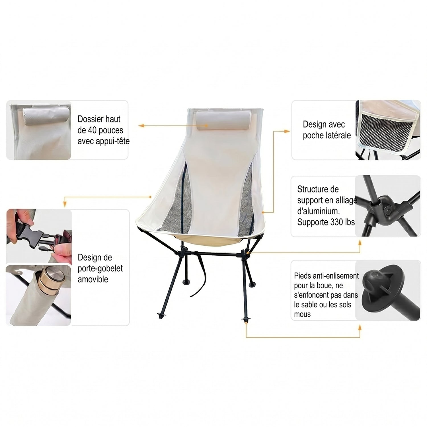 NestFoche Chaise de Camping Compacte
