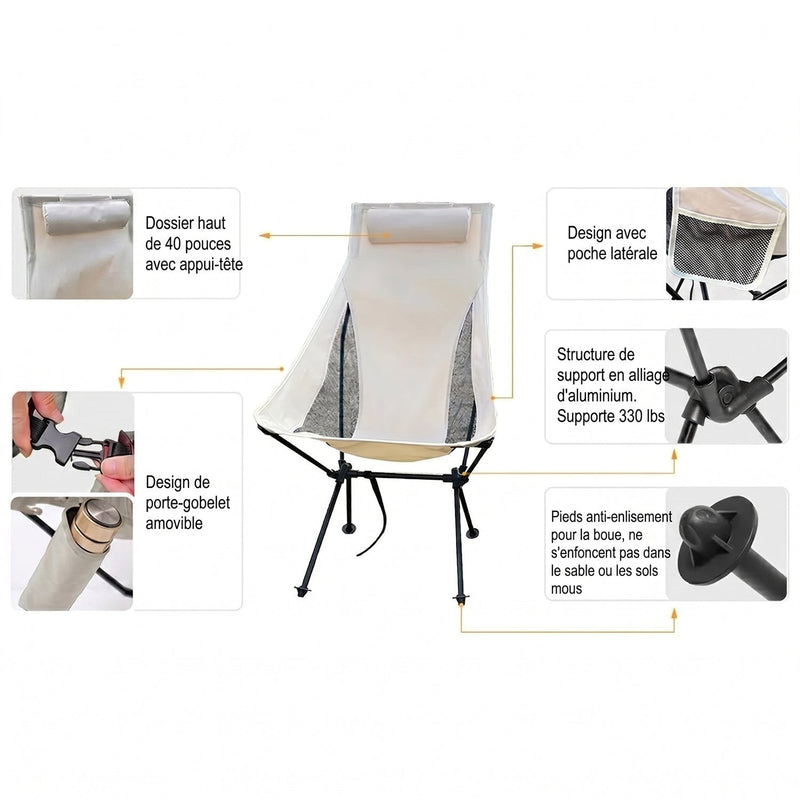 NestFoche Chaise de Camping Compacte