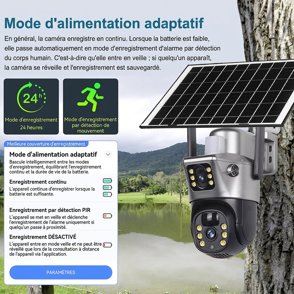 SuniXpert V2 Camera de Surveillance Extérieure Solaire
