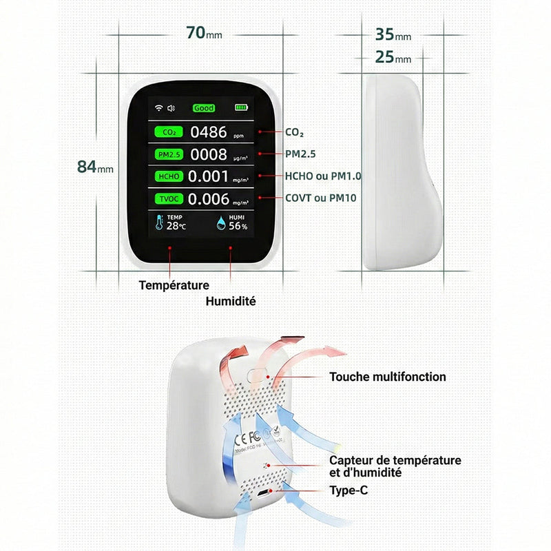 VeniAirs Moniteur de Qualité de L'Air
