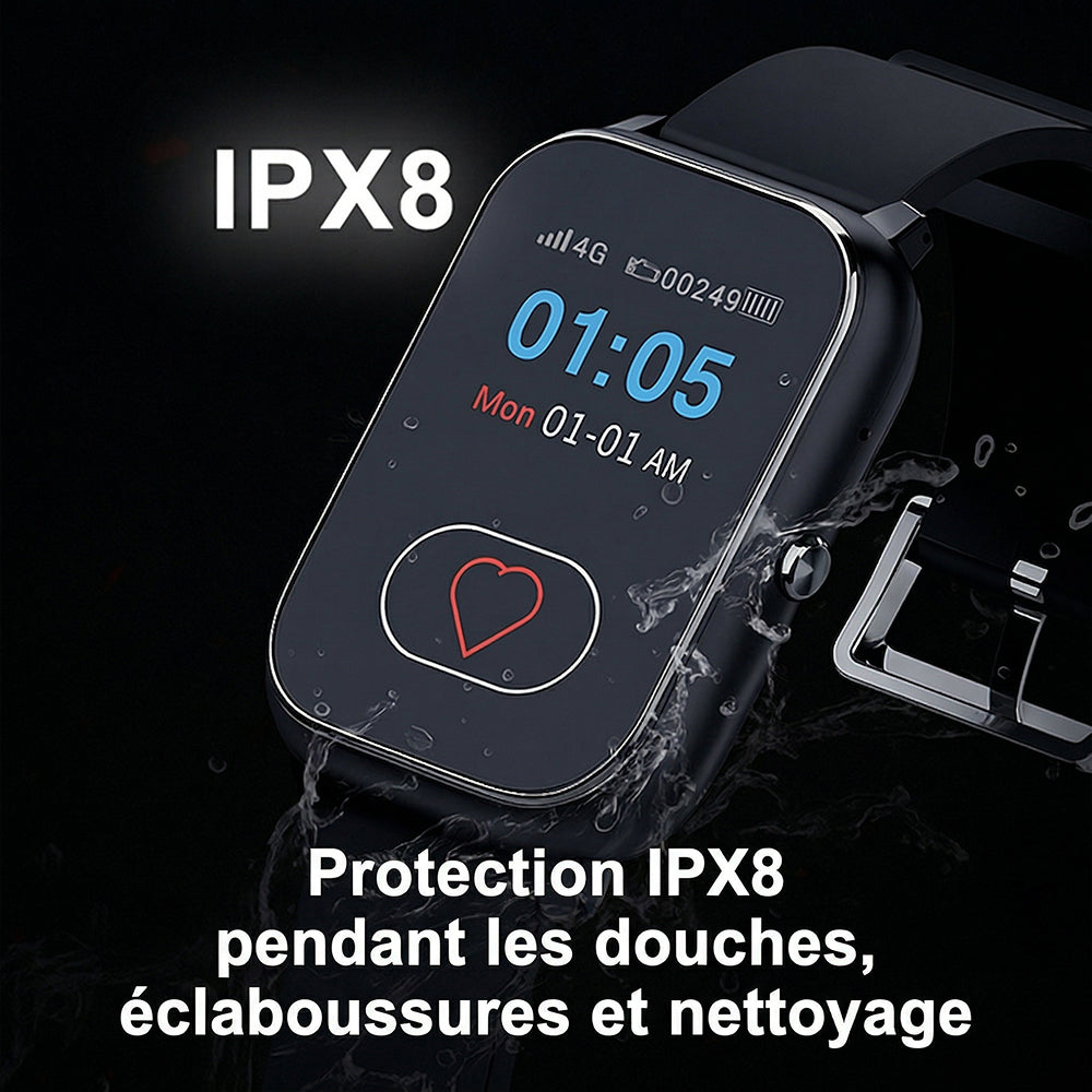 Watliqox V2 Montre Connectée Détection Chute