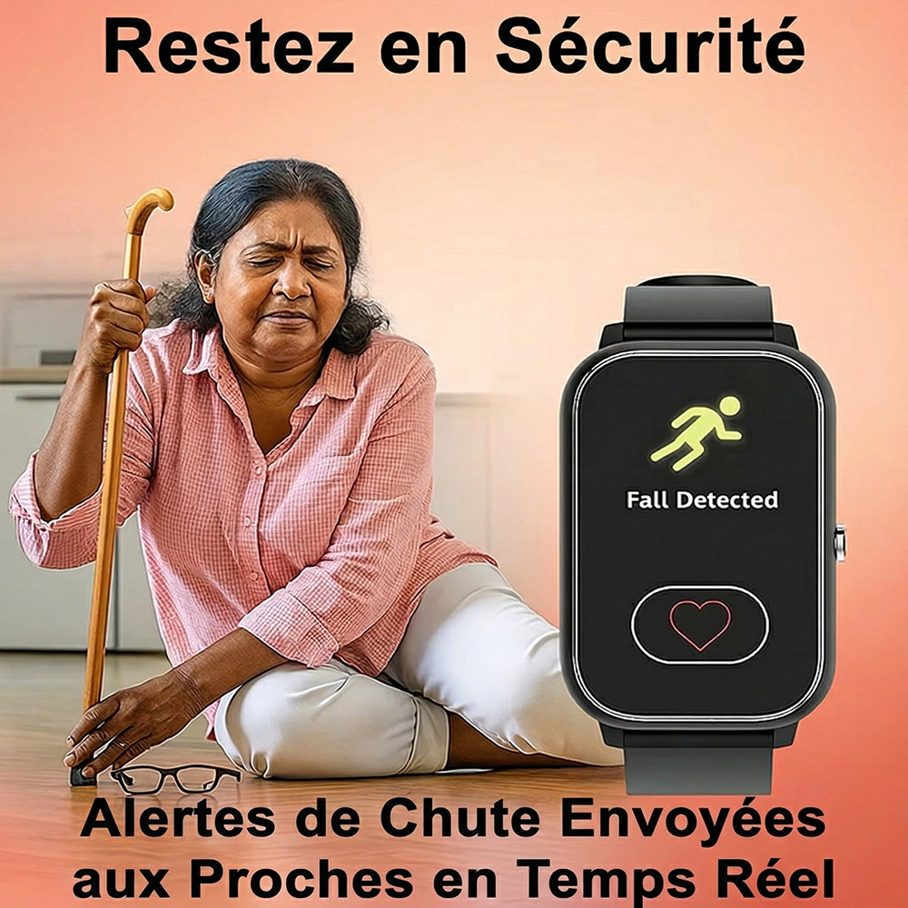 Watliqox V2 Montre Connectée Détection Chute